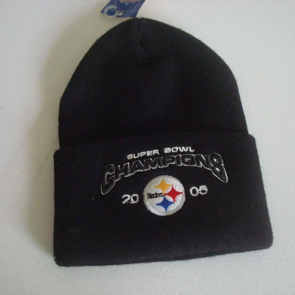 STEELERS SUPER BOWL DEADSTOCK TOBOGGAN KNIT VINTAGE BEANIE SKULL HAT CAP OO
